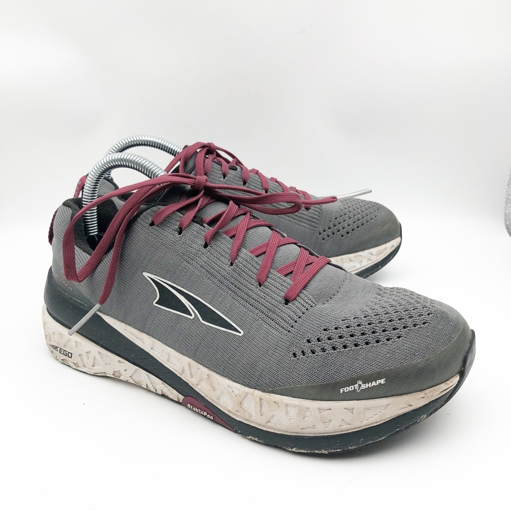 Altra Shoes Womens 8.5 Paradigm 4.5 Gray Maroon Running Foot Shape Zero Drop
